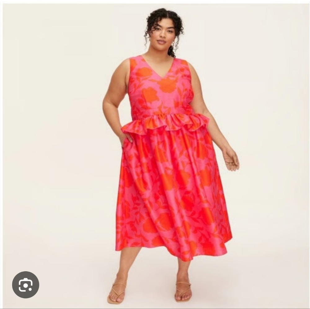 kate spade Pink and Orange Floral Midi Dress